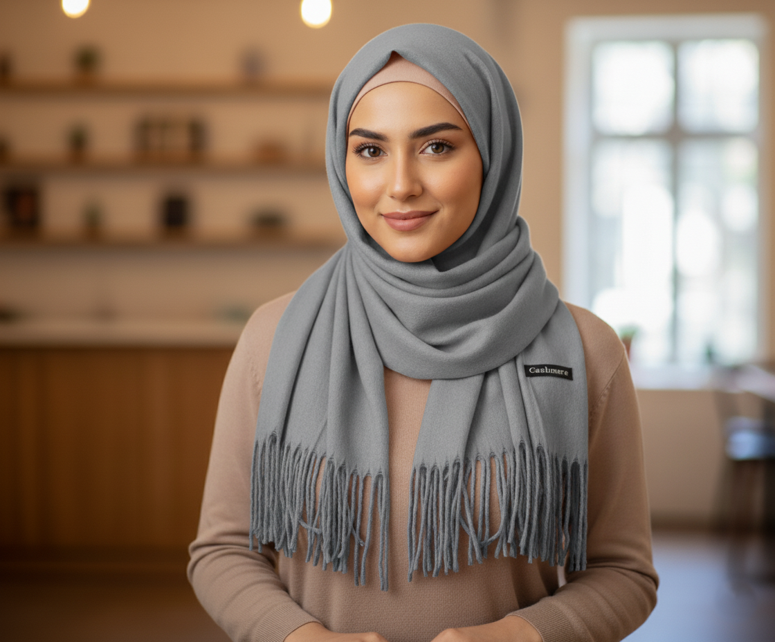 Iron Gray Cashmere Hijab
