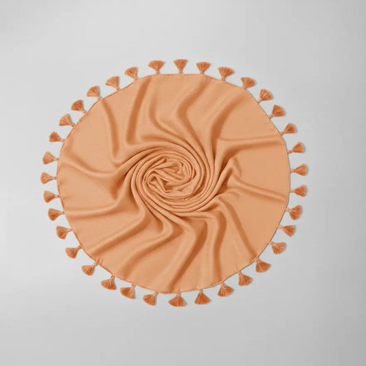 Skin color lawn tassels hijab lightweight breathable modest scarf with tassel edges Graceful Layers
