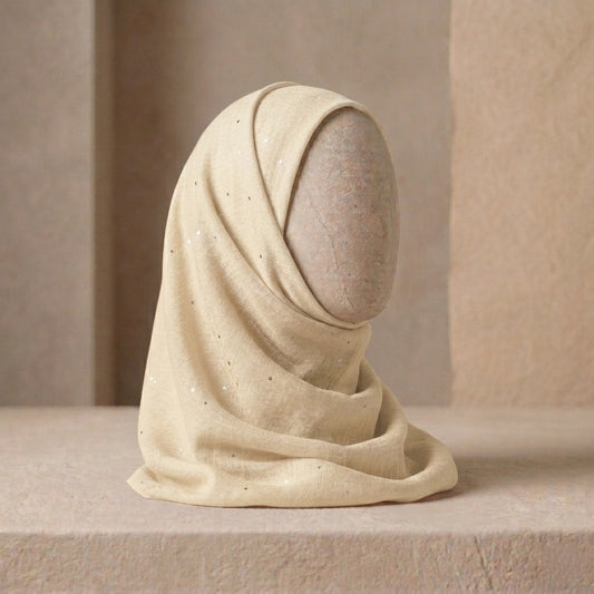 cream sequin lawn hijab soft elegant modest scarf
