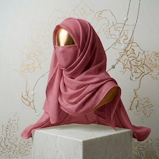 Dusty pink modal lawn hijab XL size soft breathable textured hijab Pakistan
