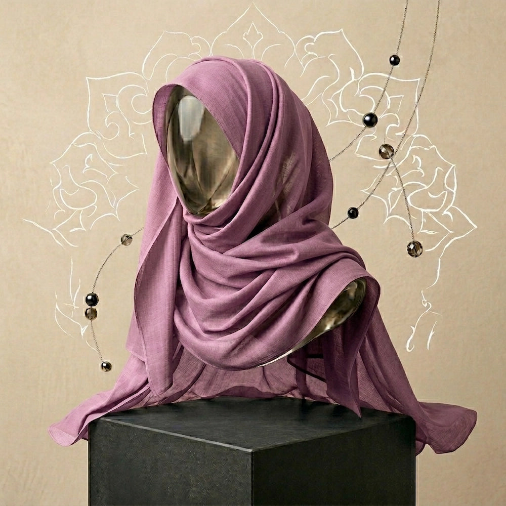 Mauve pink modal lawn hijab XL size soft breathable textured hijab Pakistan
