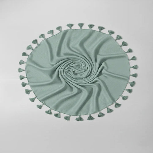 Sea foam lawn tassels hijab lightweight breathable modest scarf with tassel edges Graceful Layers
