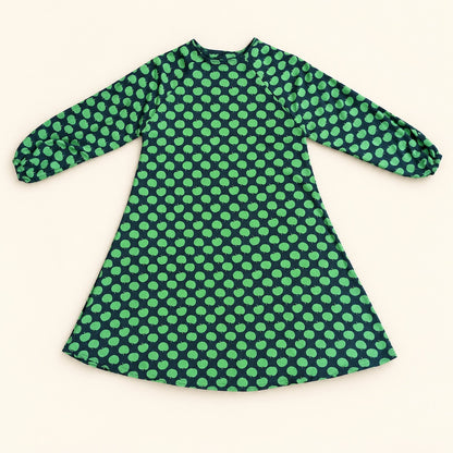 Green Apple Print Kids Abaya with Elastic Cuffs