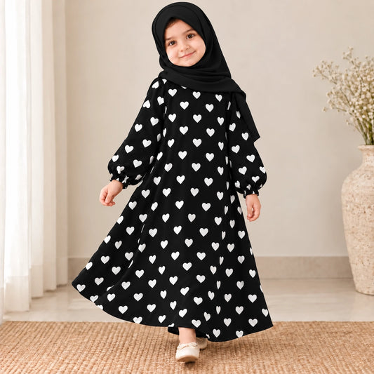 black heart abaya for little girls