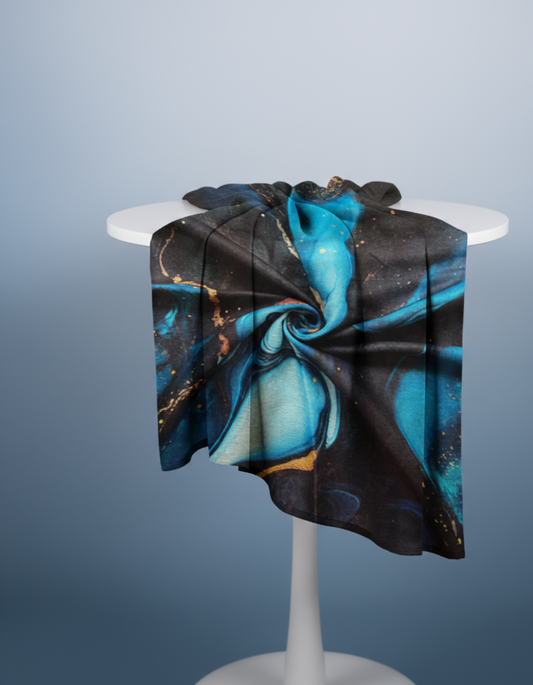 Blue Gold Marble - Printed Modal Hijab