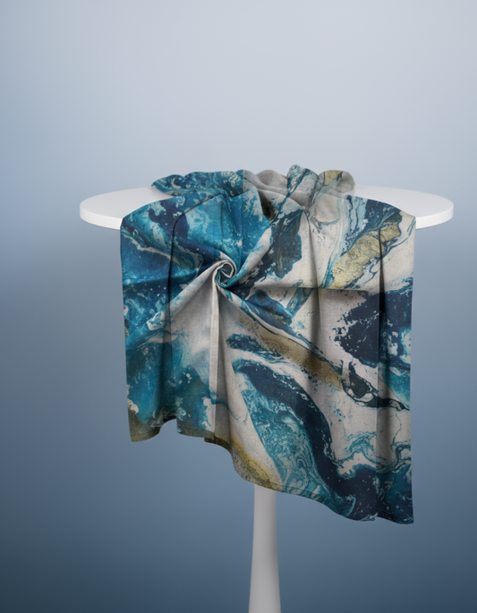 Blue Gold Marble- Printed Modal Hijab