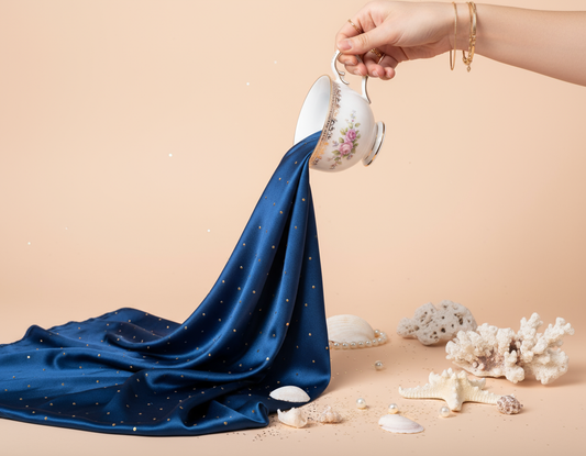 Blue - Rhinestones Silk