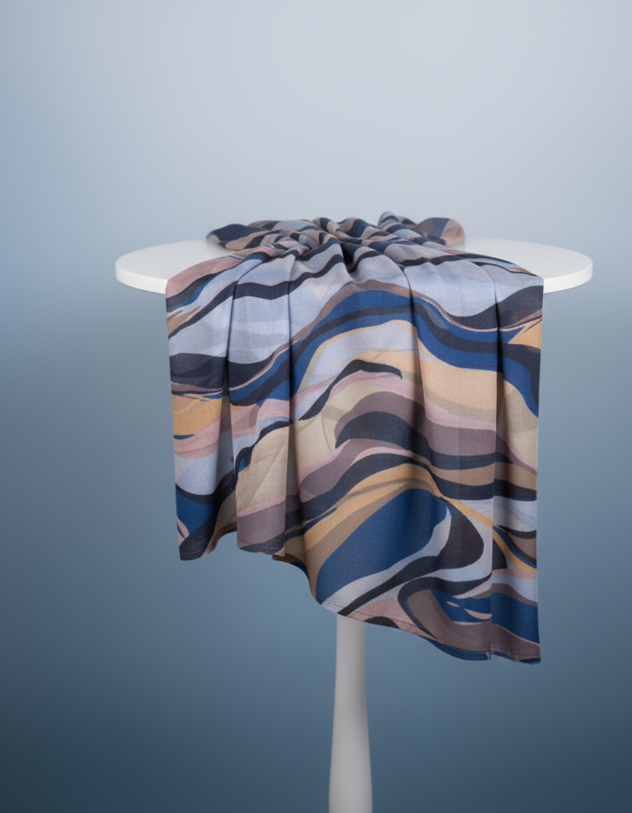 Red Blue Marble - Printed Modal Hijab