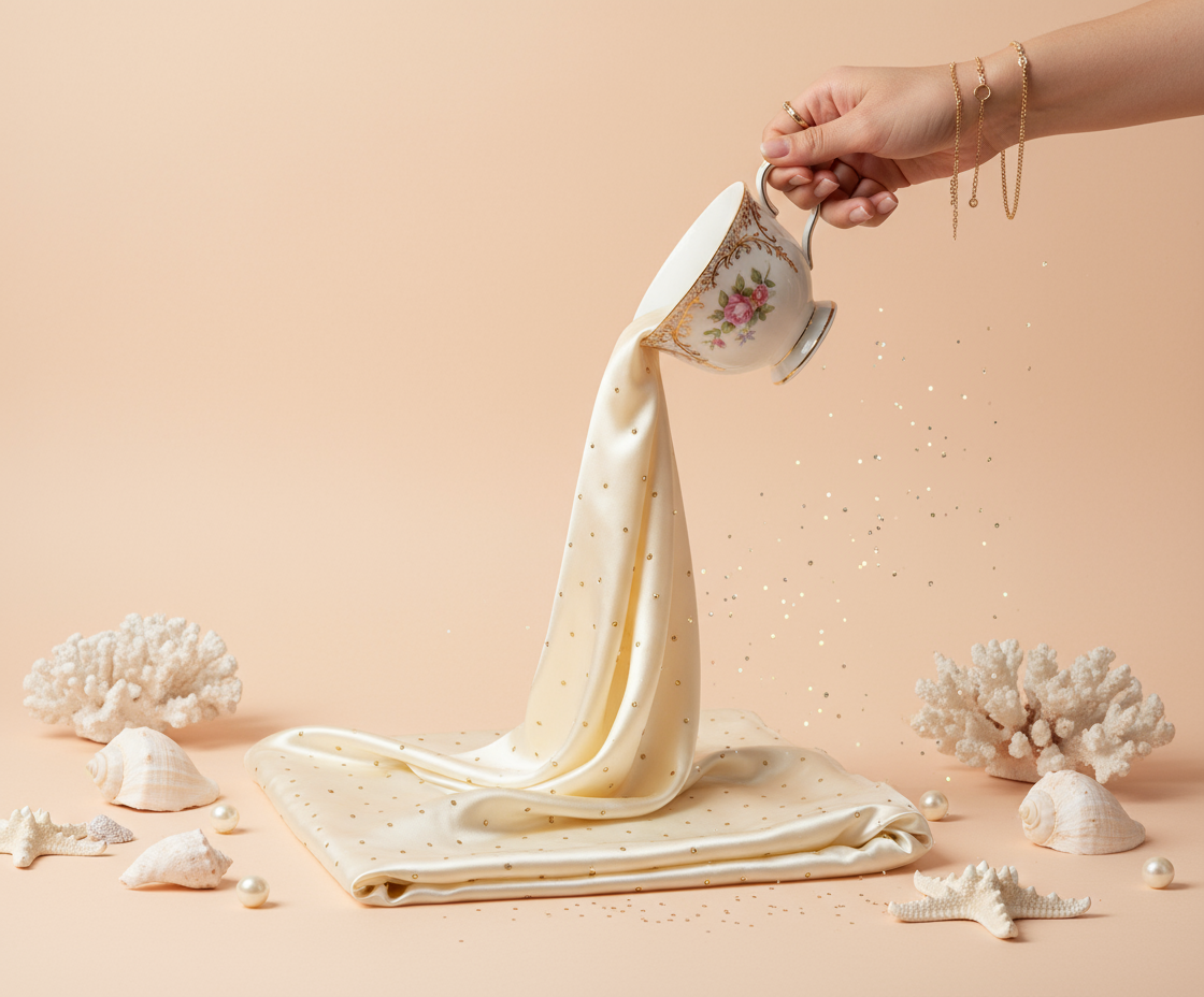 Cream - Rhinestones Silk