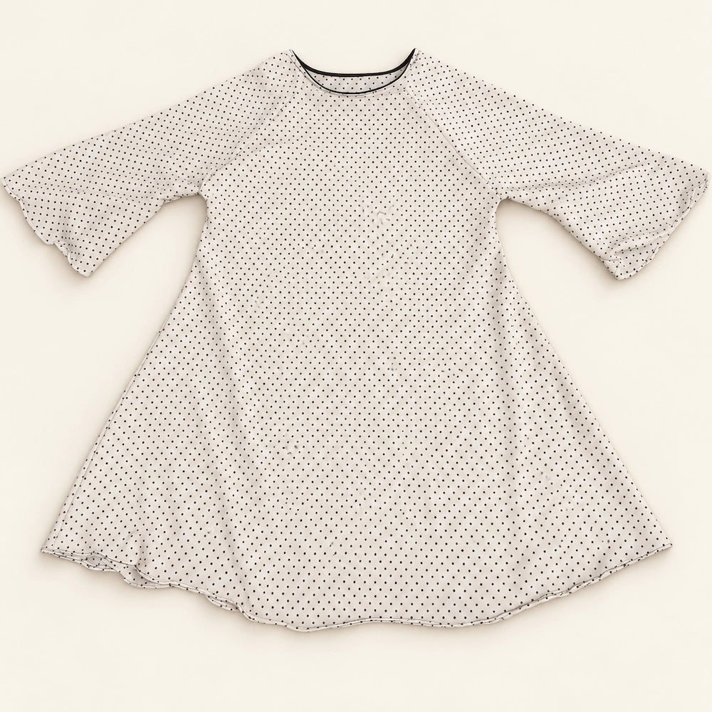 Cream Polka Dot Kids Umbrella Abaya with Bell Sleeves