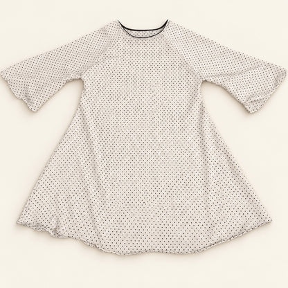 Cream Polka Dot Kids Umbrella Abaya with Bell Sleeves