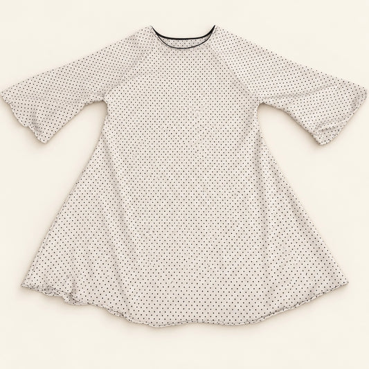 Cream Polka Dot Kids Umbrella Abaya with Bell Sleeves