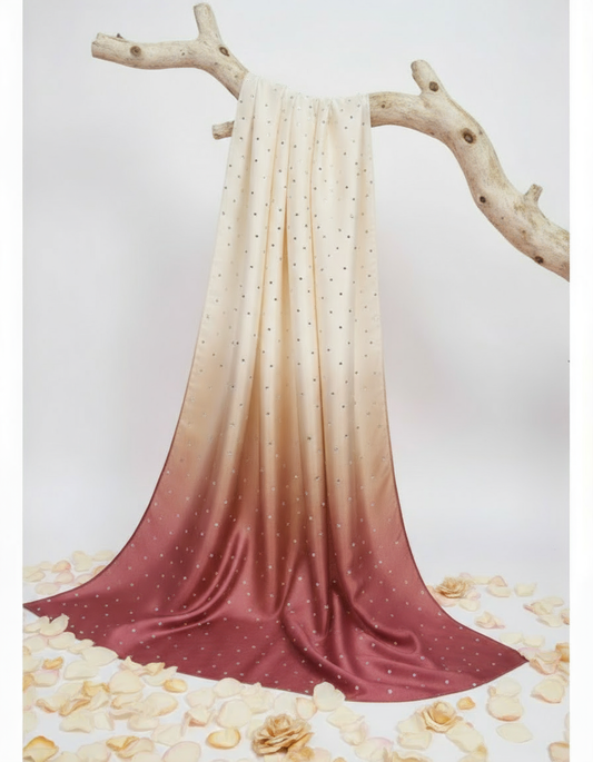 Three Tone Plum Cream   - Silk Ombre Rhinestones