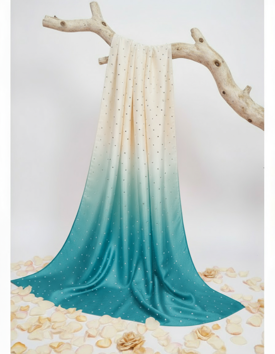 Three Tone Cyan - Silk Ombre Rhinestones