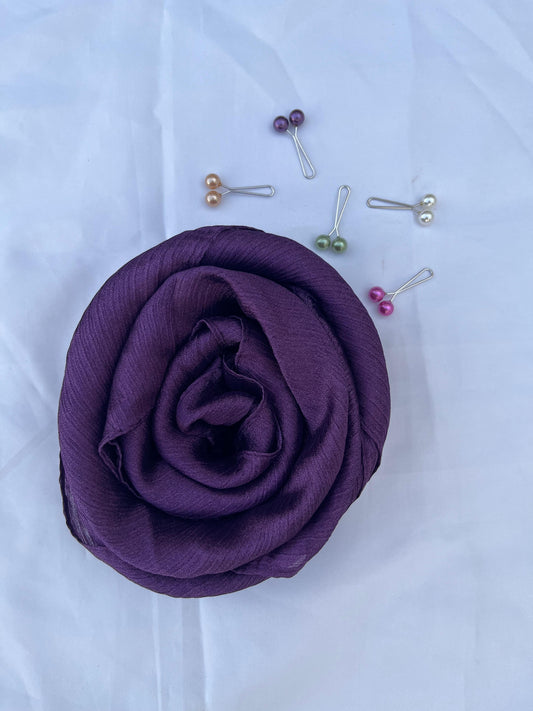 Crinkle Silk Hijab - Deep Violet | Shimmery & Elegant