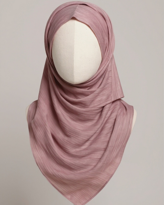 Dusty rose matte silk hijab with soft matte finish and elegant drape
