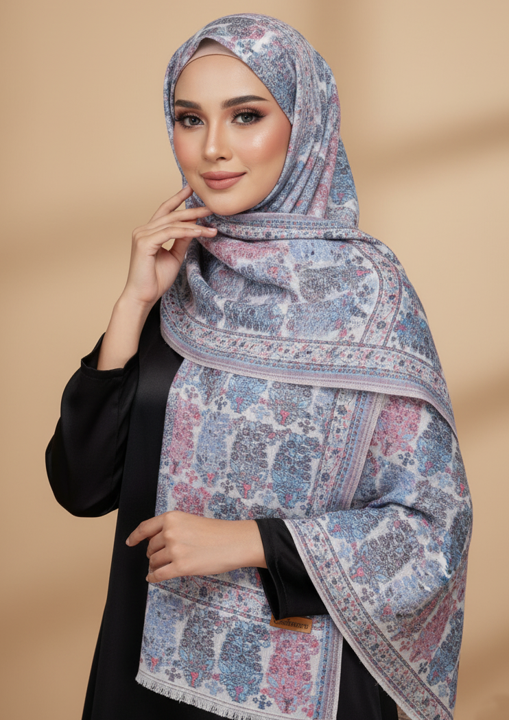 Frost Kissed- Printed Cashmere Hijab