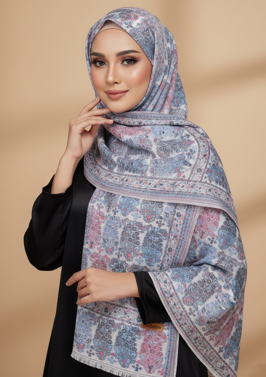 Frost Kissed- Printed Cashmere Hijab