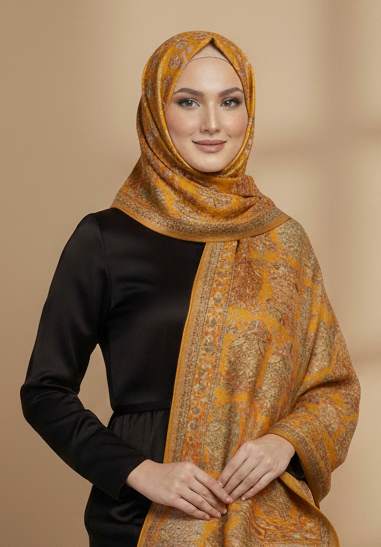 Frosted Petals - Printed Cashmere Hijab