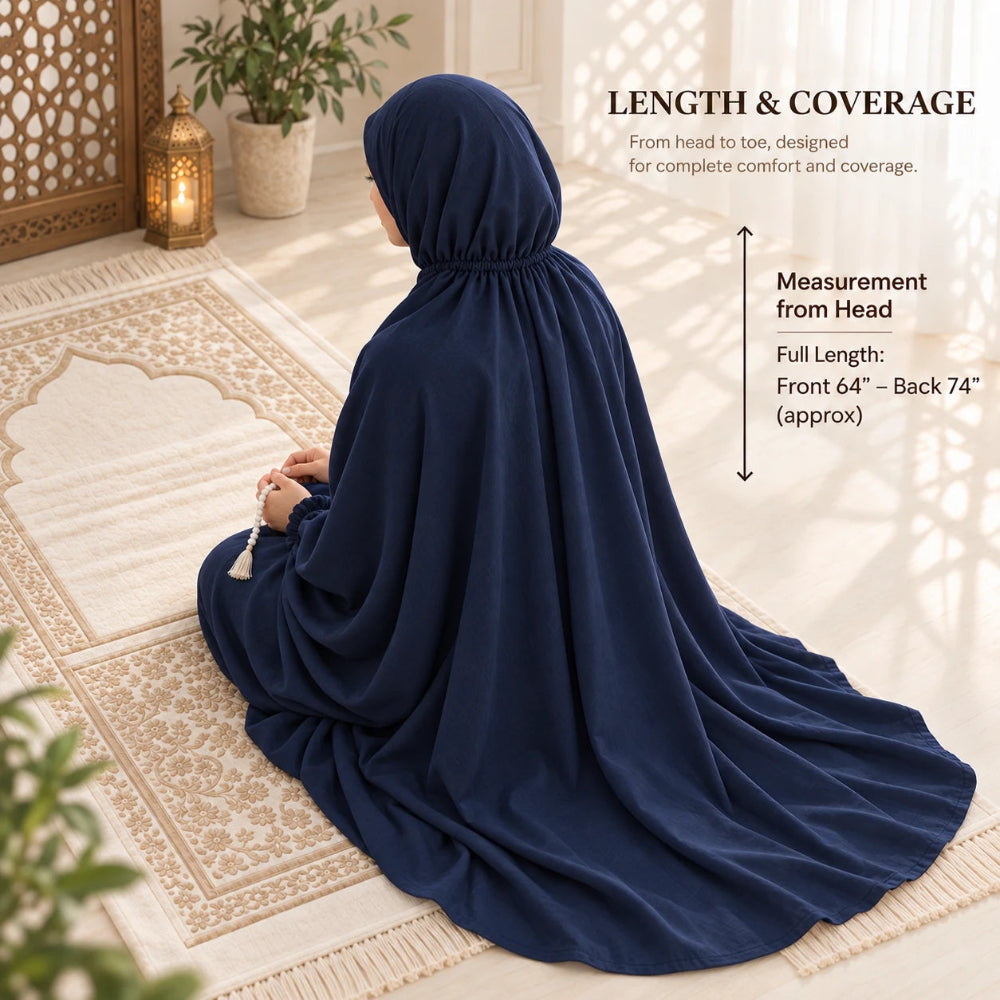 Navy Blue plain namaz chaddar for women