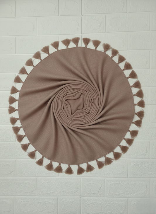 Soft Mocha Beige - Plain Lawn Tassels