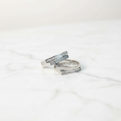 GL Luxe Double Bar Pavé Silver Ring | Modern Minimalist Statement Ring