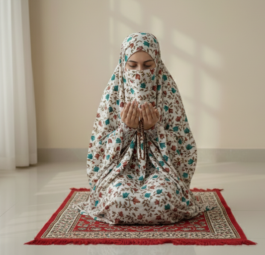 Noor - Instant Premium Swiss Lawn Prayer Dress | Full Head-to-Toe Namaz Chaddar with Elastic Sleeves