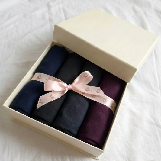 Set of folded georgette hijabs in a box for bundle deal