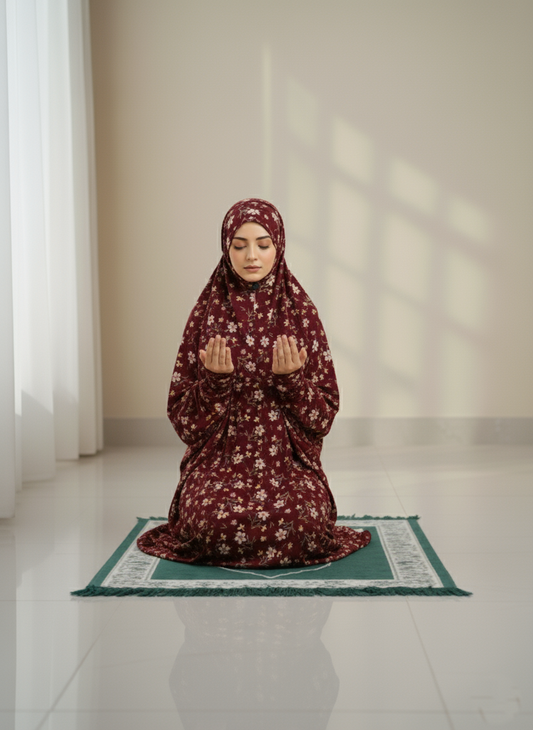 Gul - Instant Premium Swiss Lawn Prayer Dress | Full Head-to-Toe Namaz Chaddar with Elastic Sleeves