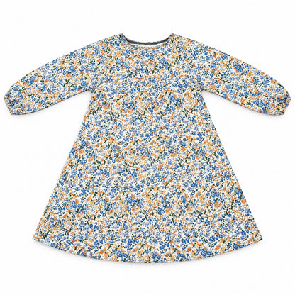 Blue and Yellow Floral Kids Abaya for Girls