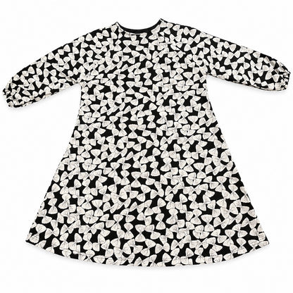 Black and White Graphic Print Kids Abaya