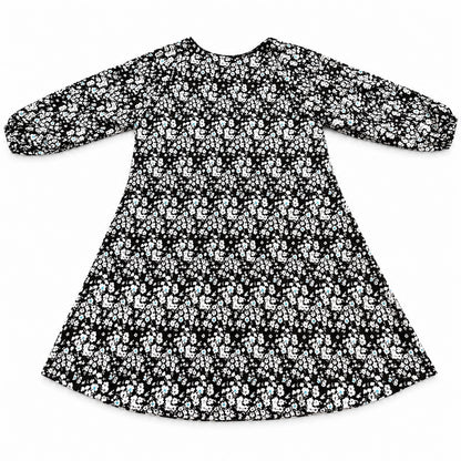 Black And White Tiny Floral Print Kids Abaya for Girls