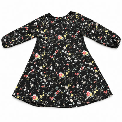 Black Multicolor Floral Print Kids Abaya