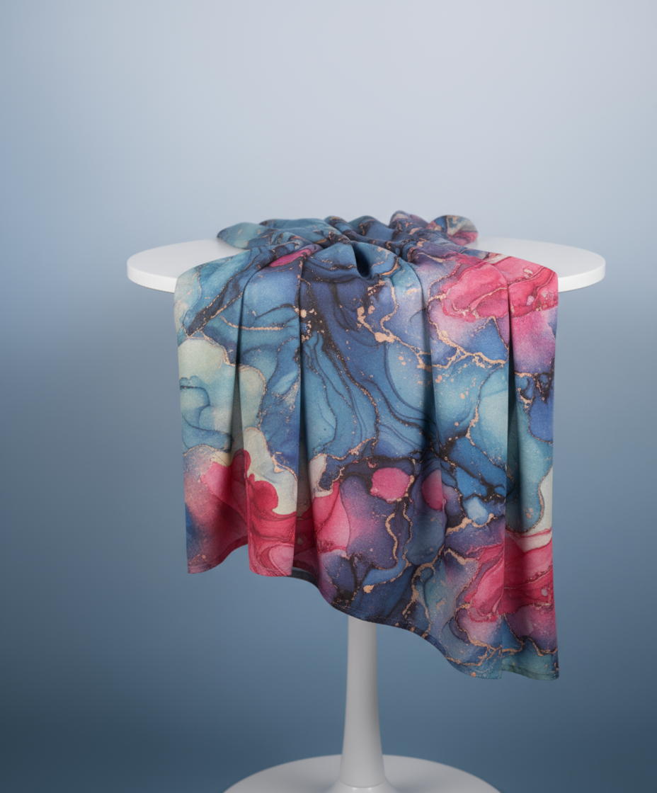 Red Blue Marble - Printed Modal Hijab