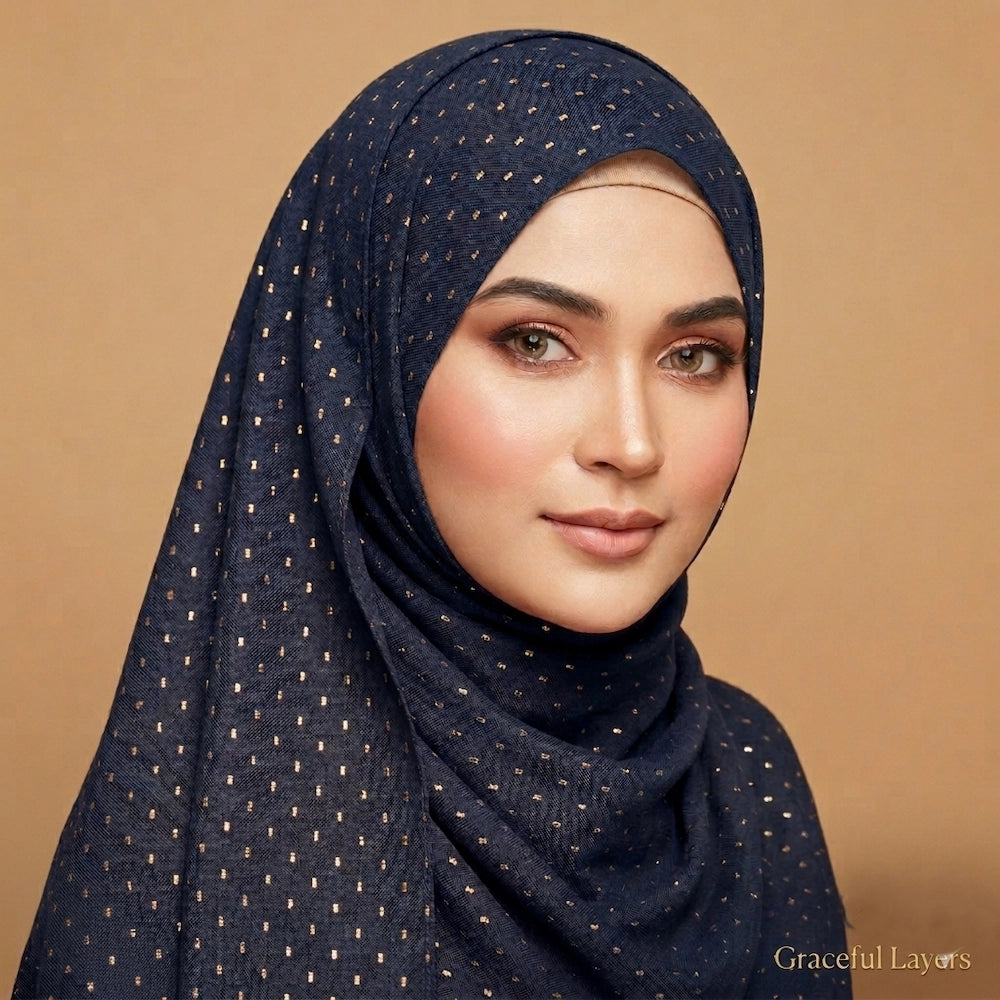 Royal Eclipse Lawn Hijab in Navy Blue – lightweight premium lawn 
