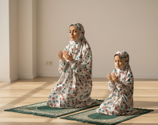 "Noor & Noura" - The Mother-Daughter Light Duo Namaz Chaddar Set | Ready-to-Wear Namaz Chaddar