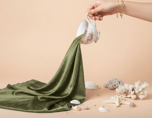 Olive - Rhinestones Silk