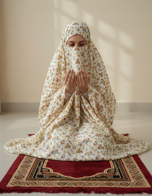 Pearl - Instant Premium Swiss Lawn Prayer Dress | Full Head-to-Toe Namaz Chaddar with Elastic Sleeves