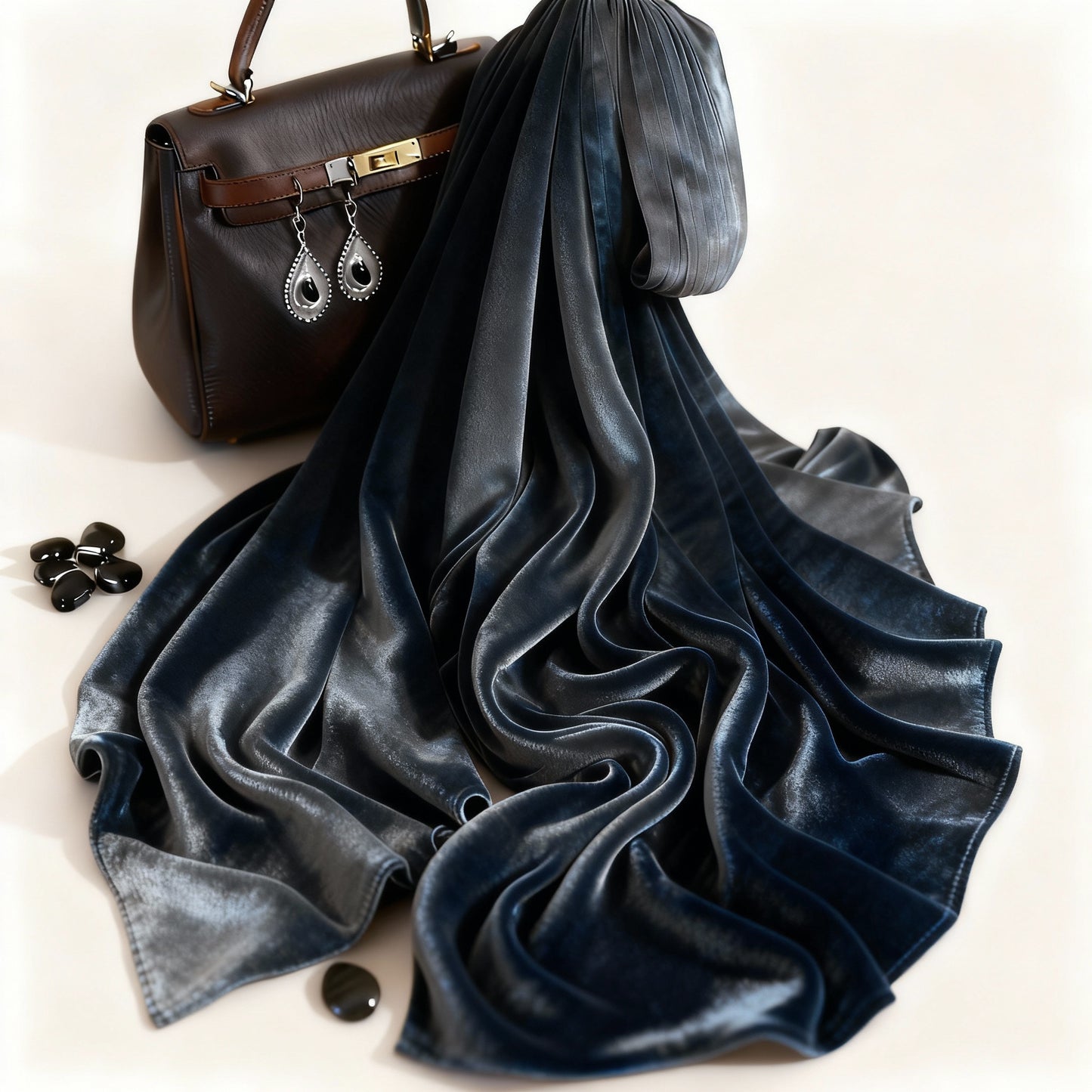 Steel Mist Silk Textured Hijab – Grey