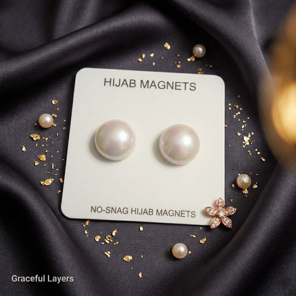 White glossy no snag hijab magnet strong grip Pakistan
