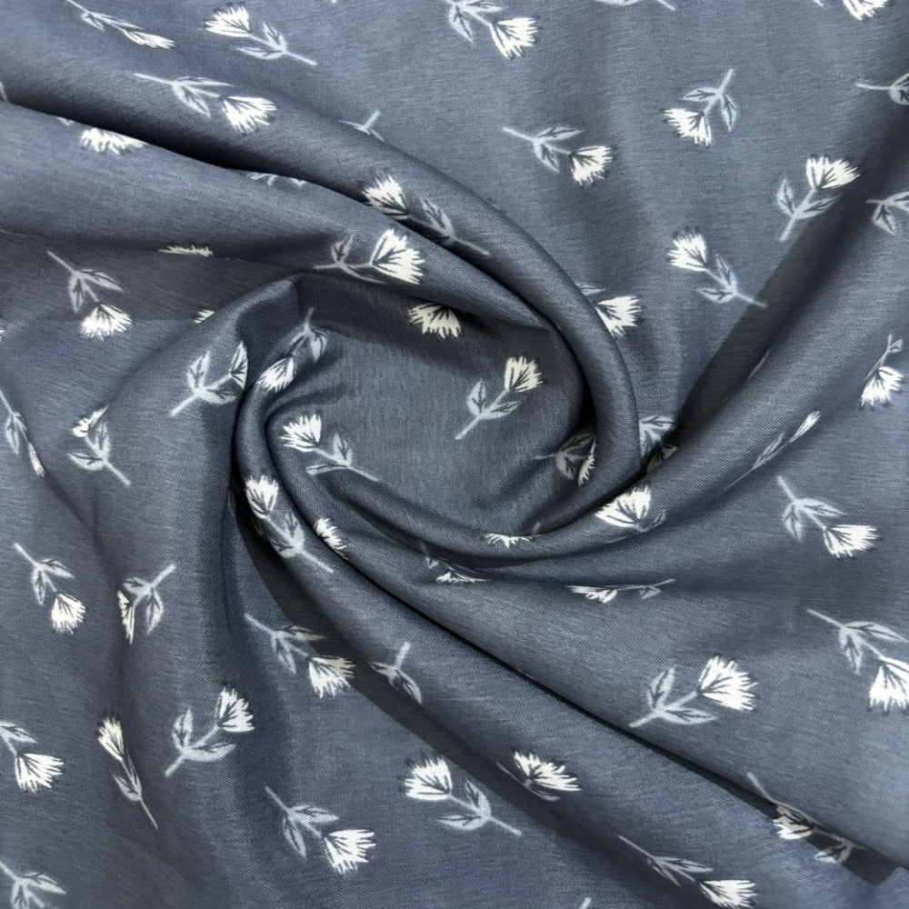 Steel Blue Floral Namaz Chaddar for Women – Lightweight Prayer Dress with Attached Veil
