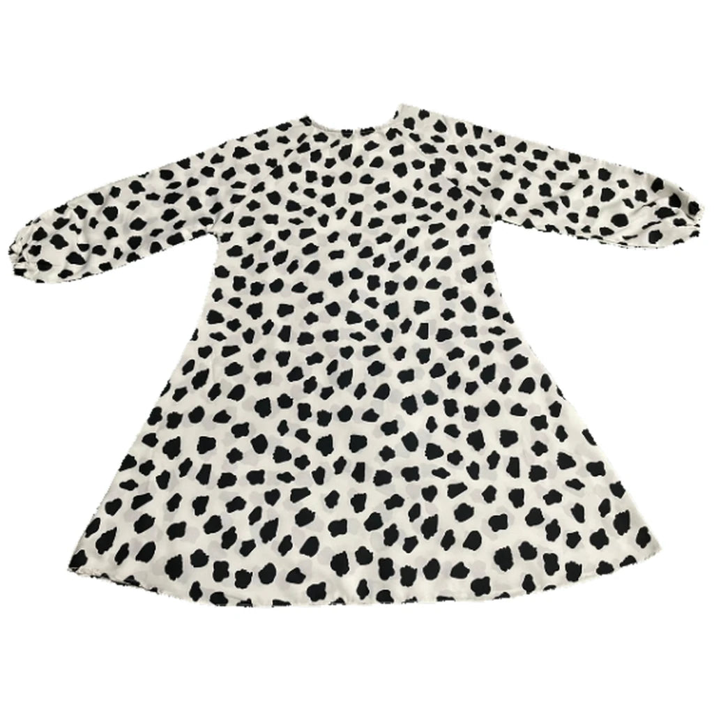 White and Black Abstract Spot Print Kids Abaya