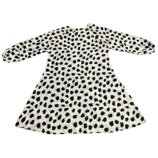 White and Black Abstract Spot Print Kids Abaya