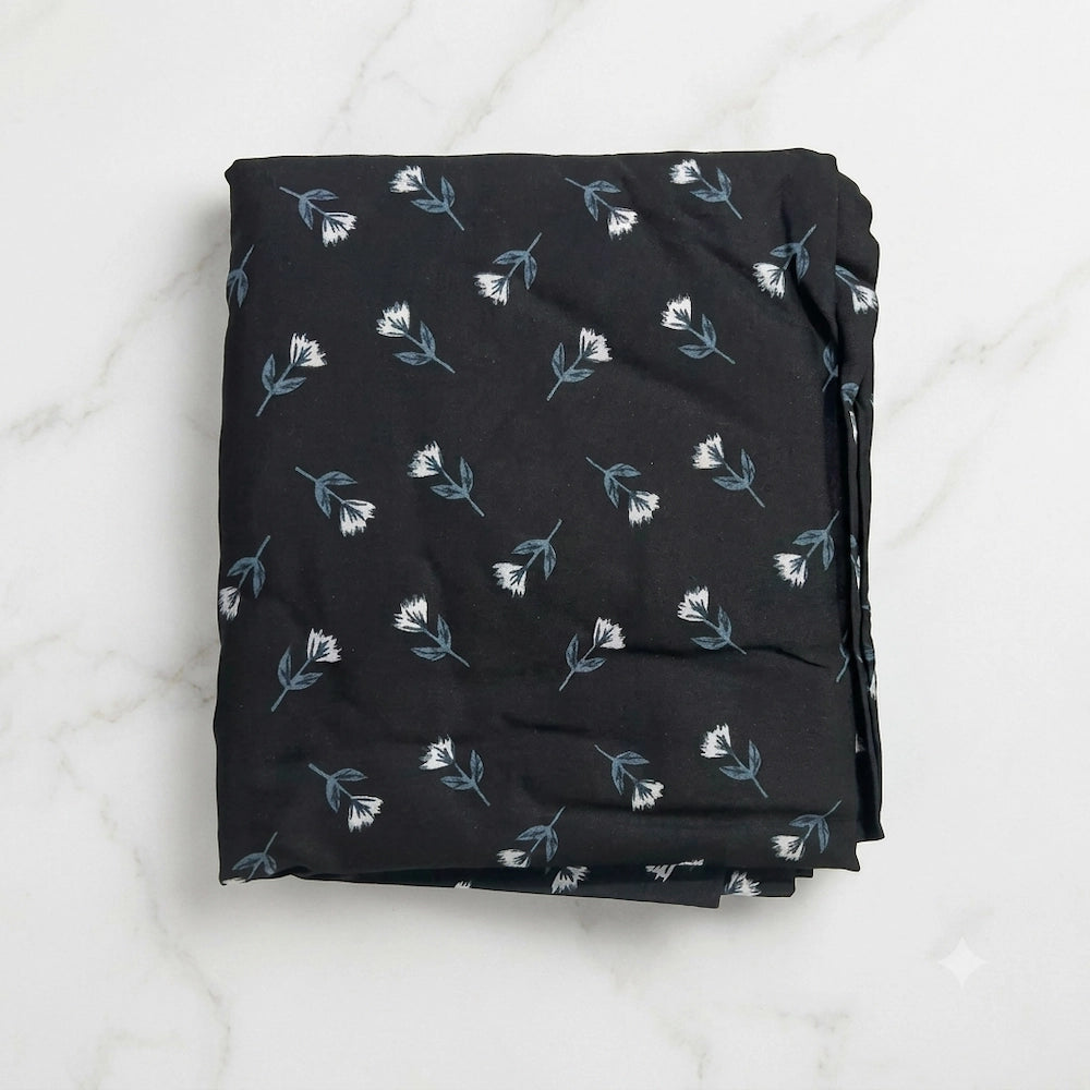Black Blue Floral Kids Namaz Chaddar – Modest Prayer Dress for Girls