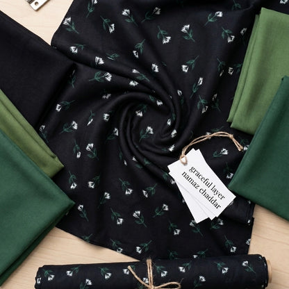 Black Green Floral Kids Namaz Chaddar – Lightweight Prayer Dress for Girls
