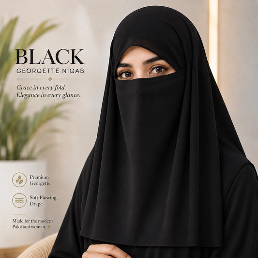 Black georgette tie back single niqaab