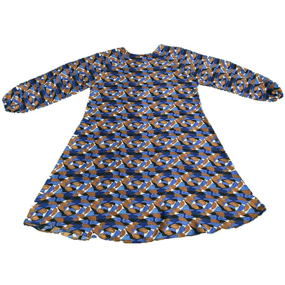 Blue Abstract Mosaic Print Kids Abaya
