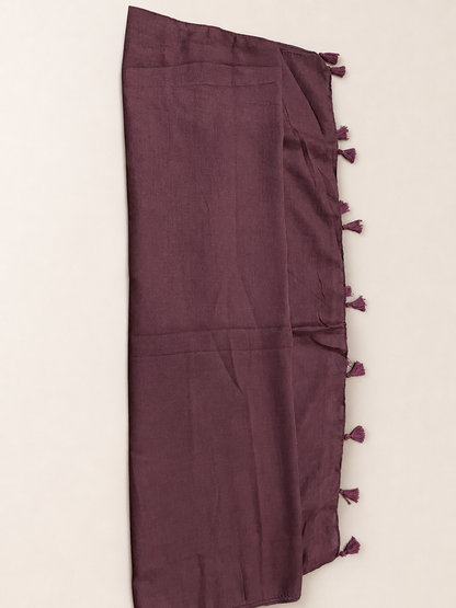 Plum Brown Lawn Tassel Hijab | Rich Everyday Elegance