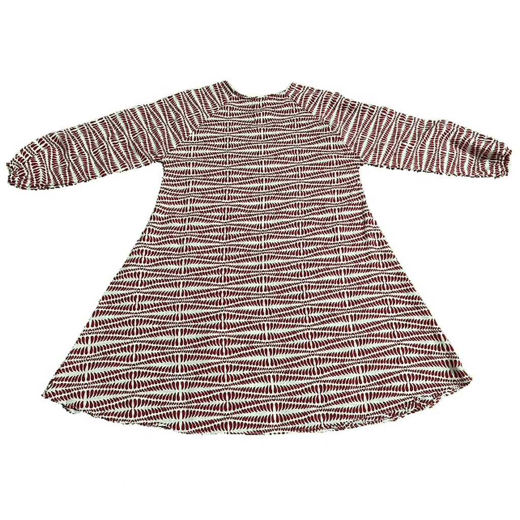 Ivory and Burgundy Leaf Motif Kids Abaya