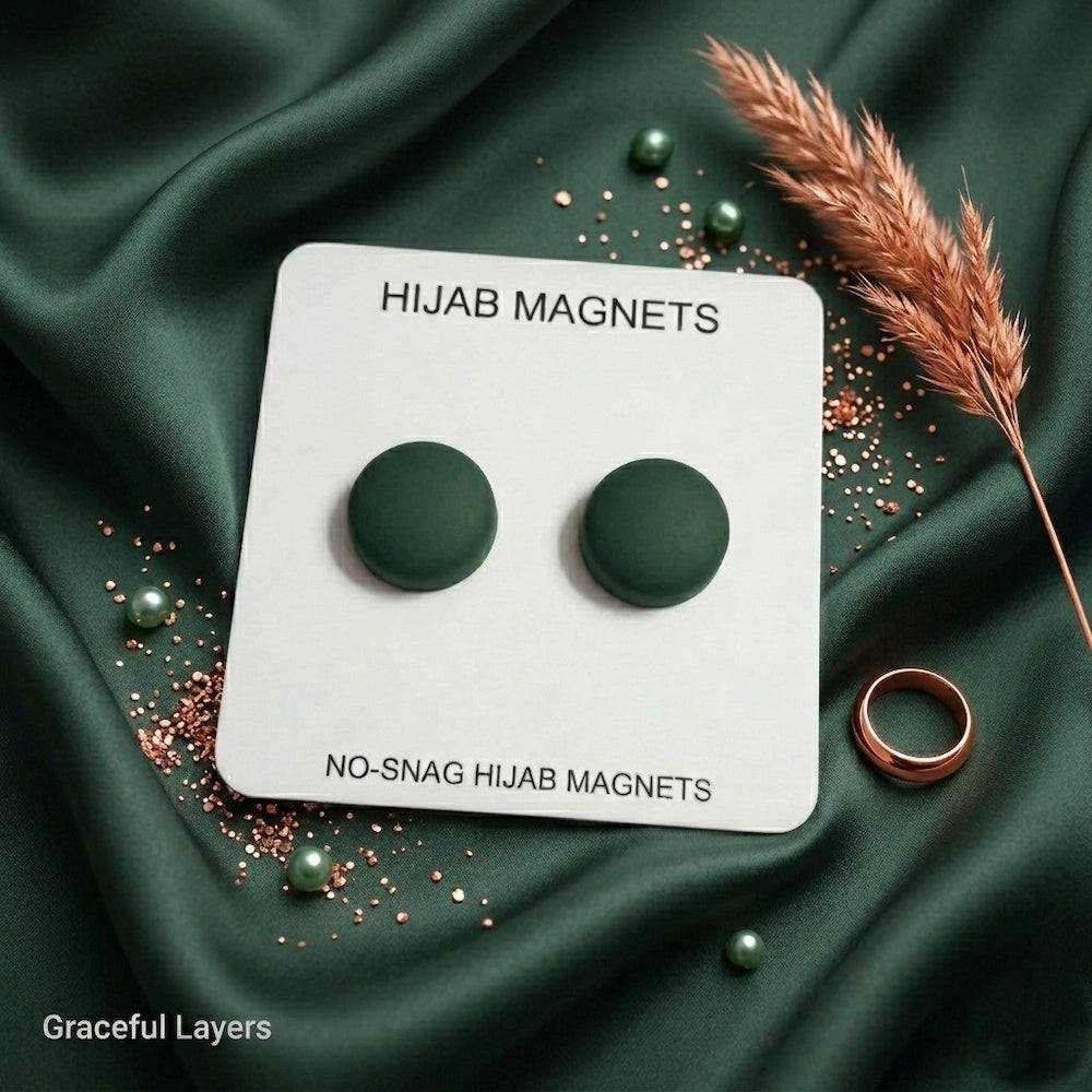 Dark green matte no snag hijab magnet strong grip rust free Pakistan
